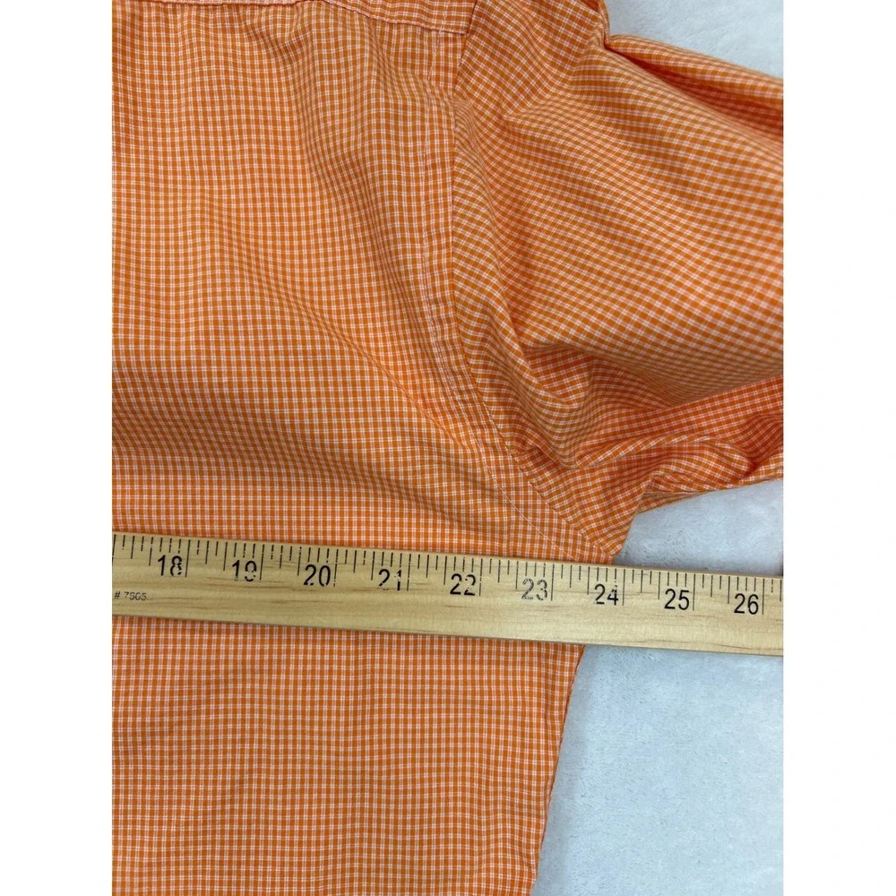 Tommy Hilfiger Shirt Mens M Orange Gingham Button Down Long Sleeve - Picture 7 of 8